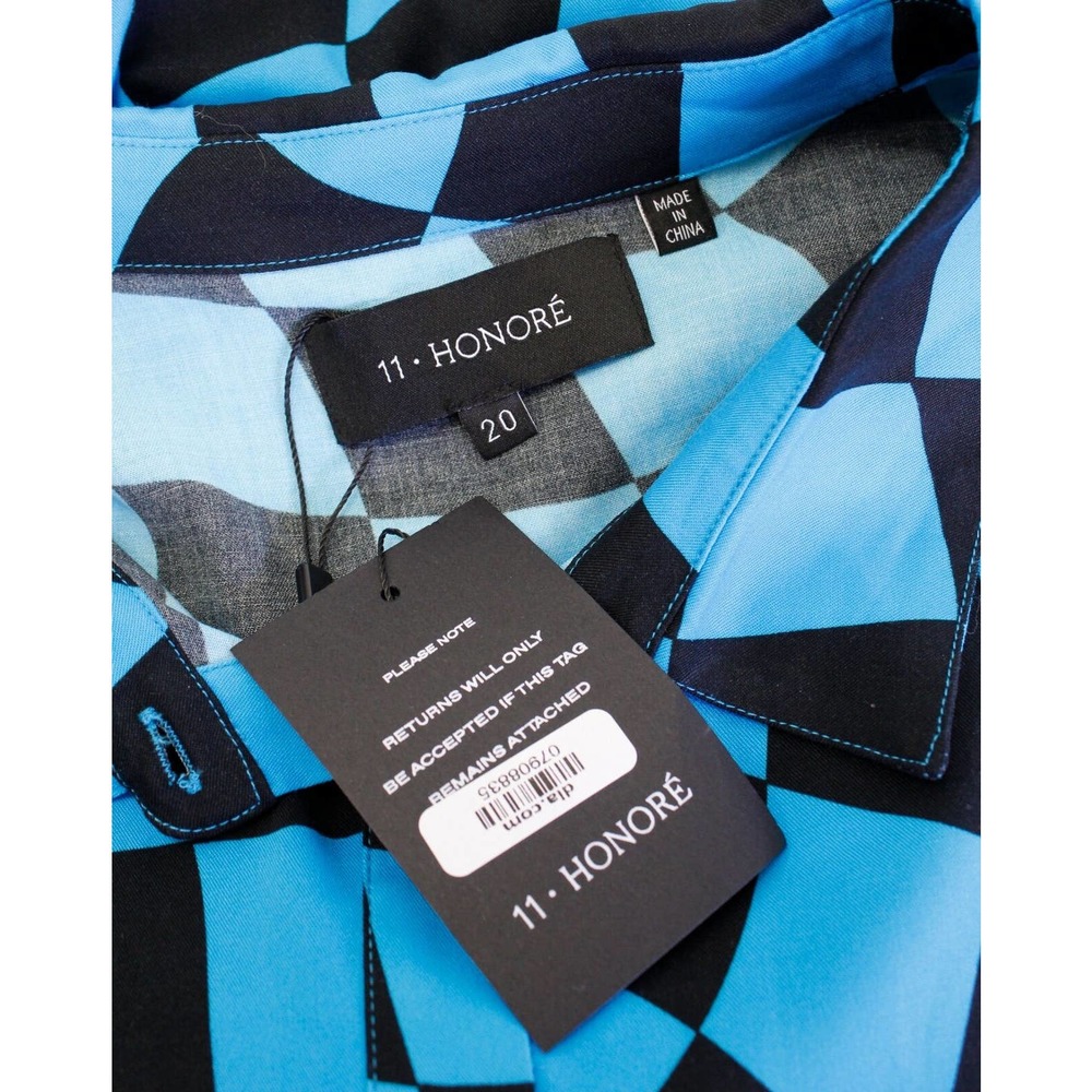 NWT 11 Honore Alicia Blue Black Checker Plaid Shift Dress Size 20 Novelty Retro - Picture 5 of 8